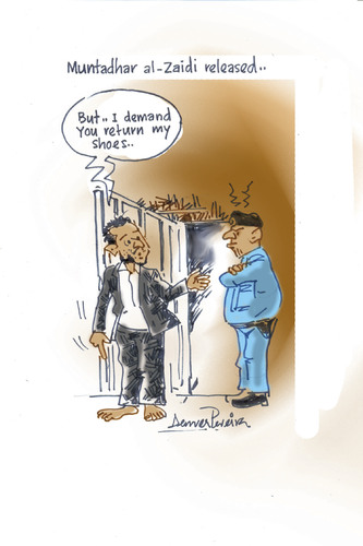 Cartoon: al- zaidi released (medium) by denver tagged denver,srilanka