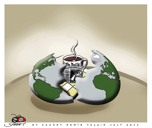 Cartoon: Coffee Enjoy... (medium) by saadet demir yalcin tagged saadet,sdy,coffee,world