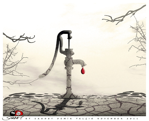 Cartoon: RED DROP (medium) by saadet demir yalcin tagged saadet,sdy,drought,reddrop,nature