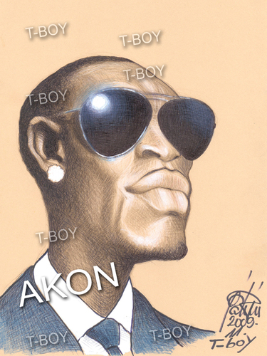 Cartoon: AKON (medium) by T-BOY tagged akon