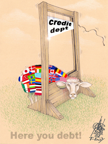 Cartoon: CREDIT SHEEP (medium) by T-BOY tagged credit,sheep