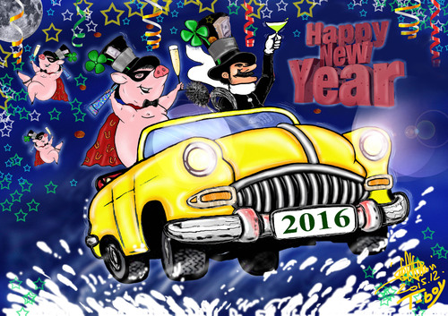 Cartoon: HAPPY NEW YEAR 2016 (medium) by T-BOY tagged happy,new,year,2016
