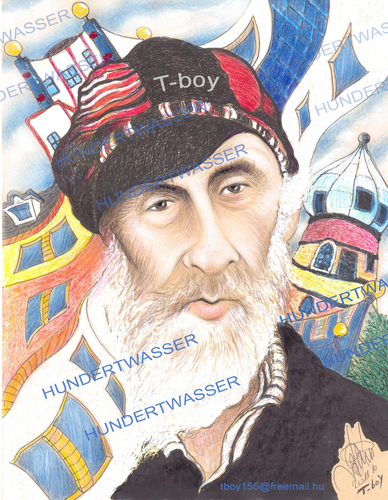 Cartoon: HUNDERTWASSER (medium) by T-BOY tagged hundertwasser