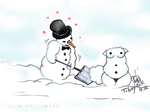 Cartoon: I LOVE YOU SNOW BABY (medium) by T-BOY tagged love,you,snow,baby