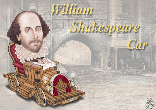 Cartoon: William Shakespeare Car (medium) by T-BOY tagged william,shakespeare,car