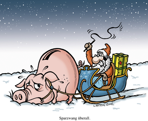 Cartoon: Der Sparzwang greift. (medium) by Nottel tagged weihnachten,sparpolitik,krise