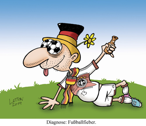 Cartoon: Zeitlich begrenzte Epidemie (medium) by Nottel tagged fussball,weltmeisterschaft,soccer,brasilien,deutschland,schland,jogi,wm,fanmeile