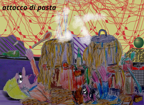 Cartoon: cuccina kubismo (medium) by wheelman tagged küche,italia,pasta,spaghetti