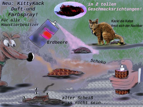 Cartoon: KK (medium) by wheelman tagged katze,hund,haustiere,kot,dreck,werbung,konsumscheiss