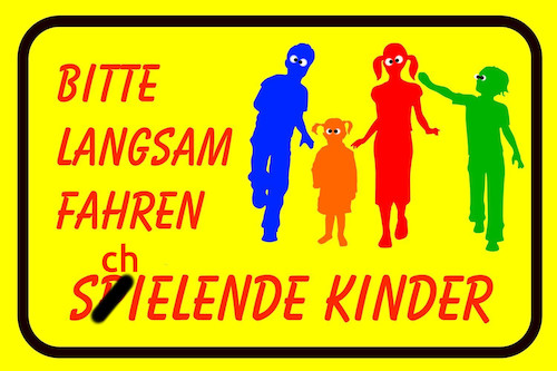 Cartoon: ordnung muss sein (medium) by wheelman tagged verkehr,schilder,kinder