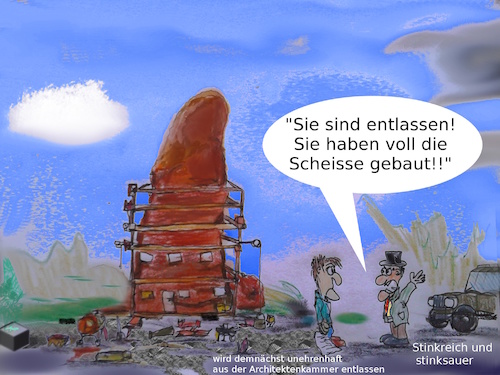 Cartoon: schöner wohnen? (medium) by wheelman tagged architektur,bauen,haus,bauherr,ärger