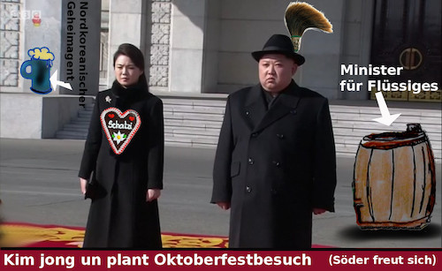 Cartoon: unglaublich aber wahr (medium) by wheelman tagged nordkorea,kim,bayern,wiesn