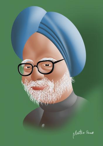 Cartoon: Dr. Manmohan Singh. (medium) by geomateo tagged politics,singh,caricature,india