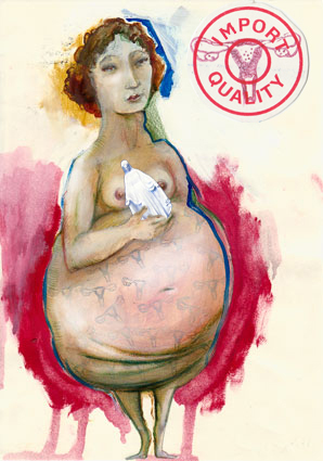 Cartoon: schwangere Gebärmutter (medium) by KREMPEL tagged familie,alte,mütter