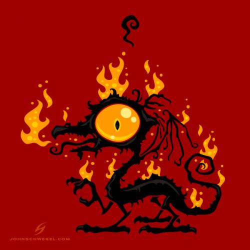 Cartoon: Backfire (medium) by fizzgig tagged dragon,smoke,flame,fire,red,black