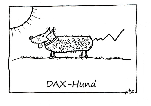 Cartoon: Dax-Hund (medium) by Oliver Kock tagged tief,hoch,menschenfreund,tier,aktien,börse,hund,dax