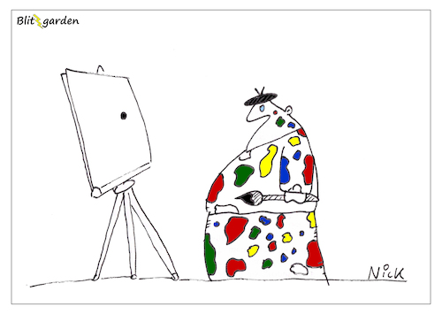 Cartoon: KUNST! (medium) by Oliver Kock tagged kunst,maler,farben,art,cartoon,nick,blitzgarden