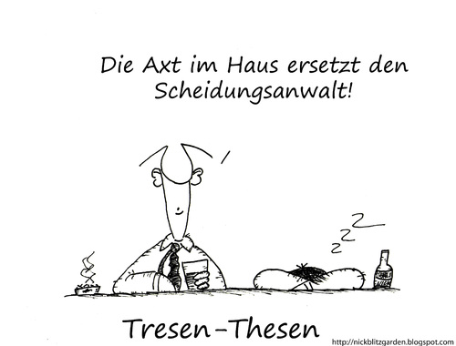 Cartoon: Tresen-Thesen (medium) by Oliver Kock tagged kneipe,tresen,axt,haus,frau,mann,scheidung,mord