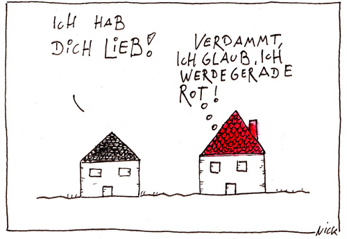 Cartoon: Verliebt (medium) by Oliver Kock tagged liebe,haus,rot,verliebt,love,house,red
