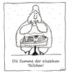 Cartoon: Die Summe der einzelnen Teilchen (small) by Oliver Kock tagged naschen,gebäck,frau,dick,glücklich,essen,zufriedenheit,kuchen,teilchen