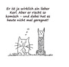 Cartoon: Er riecht so komisch ... (small) by Oliver Kock tagged hund,katze,freundschaft,unterschiede,probleme,regen,riechen,komisch,cartoon,nick,blitzgarden