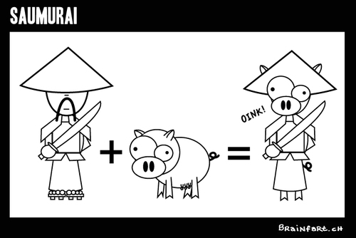 Cartoon: SAUMURAI (medium) by BRAINFART tagged cartoon,brainfart,comic,lustig,fun,humor