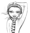 Cartoon: winter (small) by michaelscholl tagged sexy,woman,wind,eyes,scarf,hat,winter,charcoal