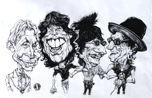 Cartoon: Rolling Stones 1 (medium) by Grosu tagged rolling,stones,rock,music,band