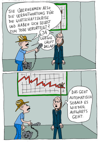 Cartoon: politische Verantwortung (medium) by Wolfgang tagged krise,verantwortung,wirtschaft,peporter