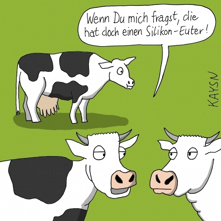 Cartoon: Kühe (medium) by KAYSN tagged kuh,kuehe,euter,schoenheits,op,silikon