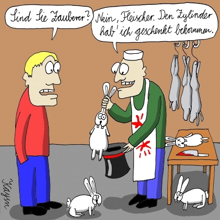Cartoon: Zauberhut (medium) by KAYSN tagged zauberer,zauberhut,zylinder,kaninchen,fleischer,schlachten