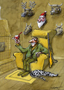 Cartoon: Jagdtrophäe (small) by sobecartoons tagged weihnachtsschmuck,kopfjäger,weihnachtsmann,beute,rarität,sammlung,opfer
