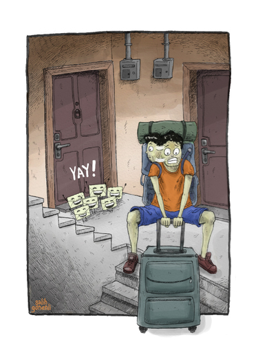 Cartoon: Returning from Holiday (medium) by salihgonenli tagged return,holiday,bill,money,taxes