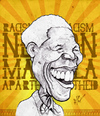 Cartoon: Nelson Mandela (small) by bharatkv tagged nelson,mandela,racism,apartheid,south,africa,president,caricature,cartoon,bharat,sketch