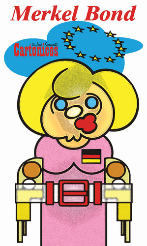 Cartoon: Merkel Bond (medium) by jose sarmento tagged merkel,bond