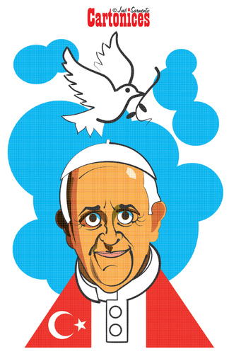 Cartoon: Papa vs Turquia (medium) by jose sarmento tagged papa,vs,turquia