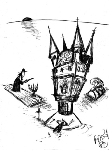 Cartoon: The island (medium) by Mirek tagged judaism,islam,katolik,religion