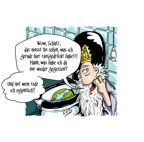Cartoon: Wenn Gott ein Mann wäre.. (medium) by Toeby tagged gott,toilette,toeby,mark,töbermann