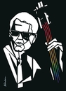 Cartoon: Charlie Haden (small) by Atilla Atala tagged jazz double bass