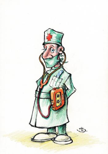 Cartoon: Walk-doctor (medium) by Liviu tagged doctor,walkman,stetoscope,