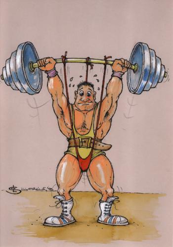 Cartoon: weight lift (medium) by Liviu tagged weight,lift,effort,