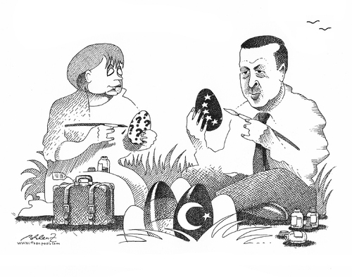 Cartoon: Merkel visits Turkey (medium) by Pohlenz tagged merkel,erdogan,türkei,turkey,deutschland,germany,angela merkel,erdogan,türkei,deutschland,ostern,angela,merkel