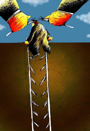 Cartoon: escalator (medium) by oguzgurel tagged humor