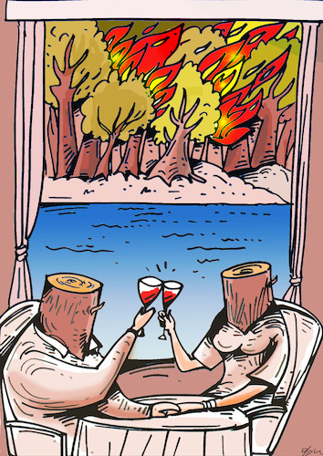 Cartoon: forest fires (medium) by oguzgurel tagged forest,fires