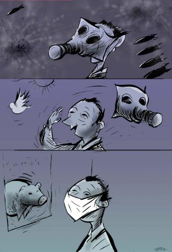 Cartoon: swine flu (medium) by oguzgurel tagged humor