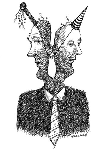 Cartoon: Party Hats (medium) by dbaldinger tagged ink,surrealism,hats