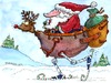 Cartoon: Merry Christmas (small) by dbaldinger tagged santa,snow,christmas,sleigh,robot,winter,presents,skis