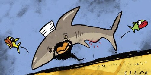 Cartoon: Bin Laden shark (medium) by alexfalcocartoons tagged binladenshark