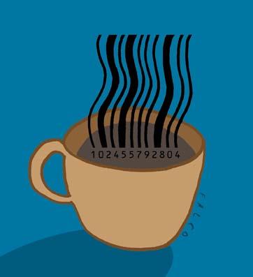 Cartoon: coffee codebars (medium) by alexfalcocartoons tagged coffee,codebars