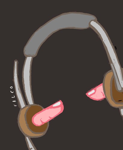 Cartoon: headphones (medium) by alexfalcocartoons tagged headphones